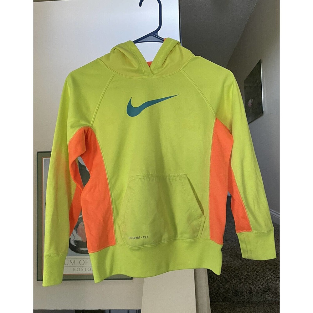 Nike Therma Fit Blue Orange Yellow Pullover Hoodie Size Medium
